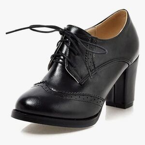 Odema Womens PU Leather Oxfords Wingtip Heel Pumps  size 8 NEW